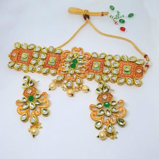 Designer Royal Look Green Kundan Necklace For Bridals Gift For Diwali NH47