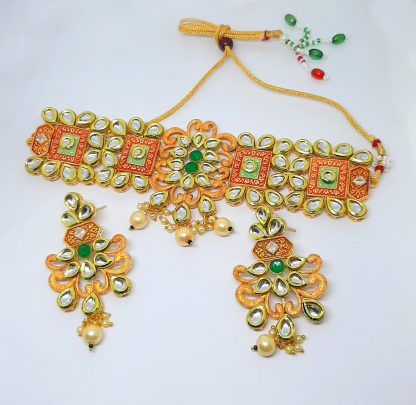 Designer Royal Look Green Kundan Necklace For Bridals Gift For Diwali NH47