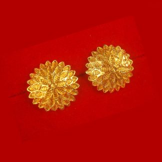 Golden Tone Designer Bridal Wear Flower Stud Earring FE37