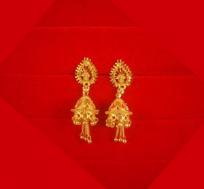 Golden Tone Wedding Wear Hanging Jhumki Gift For Diwali JH86