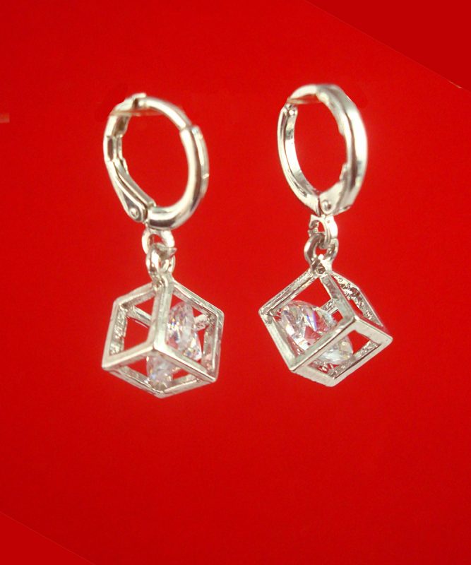 Indo Western Wear Unique Classy Girlish Look Silver Cubic Earring FE66