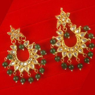 Party Wear Bollywood Style Earring With Green Hanging Onyx