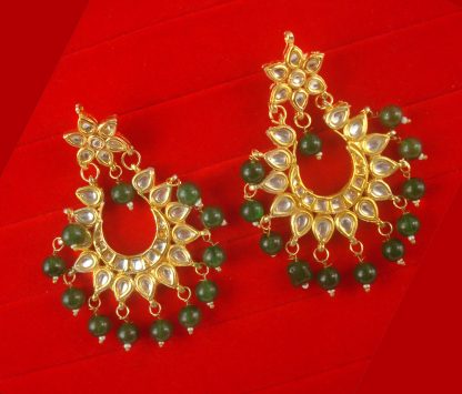 Party Wear Bollywood Style Earring With Green Hanging Onyx