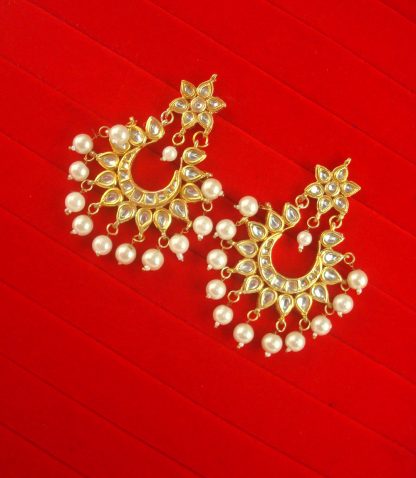 Party Wear Bollywood Style Earring With White Hanging Onyx Rakhi Gift