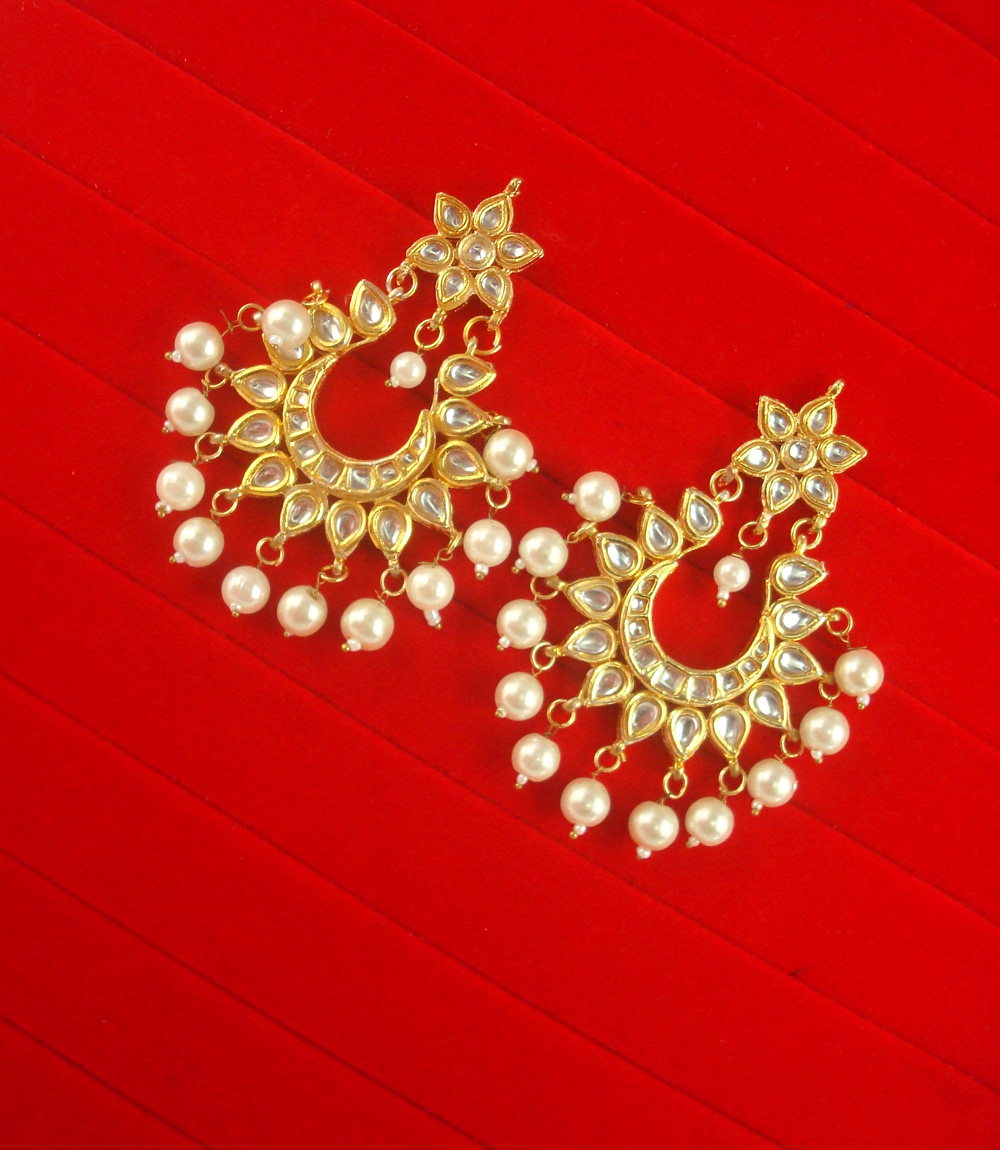 Party Wear Bollywood Style Earring With White Hanging Onyx Rakhi Gift