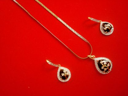 Designer Bollywood Style Black Zircon Pendant Earring Set Gift For Christmas SP16