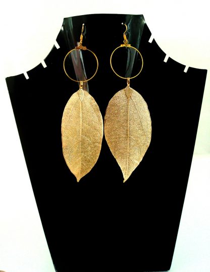 Trending Golden Long Leaf Shape Hanging Earring Diwali Gift For Her FE42