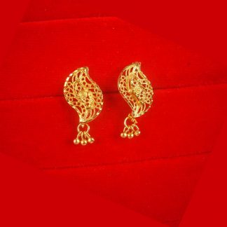Unique Designer Golden Tone Small Daily Wear Earring Gift For Diwali FE38
