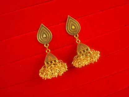 Bollywood Style Golden Beaded Cluster Hanging Jhumki Earring JH95