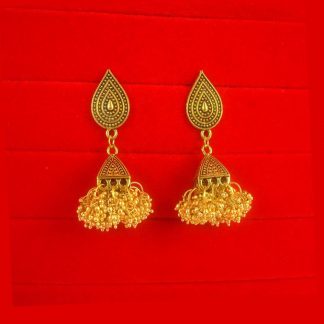 Bollywood Style Golden Bead Cluster Jhumki Earring Gift For Diwali JH95