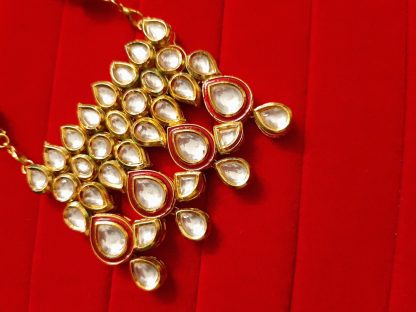  Bollywood Style Kundan With Multi Strand Onyx Chain Pendant Earring