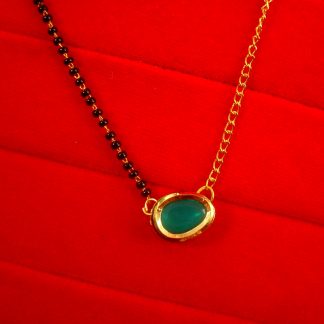 Daily Wear Green Kundan Long Lasting Mangalsutra Diwali Gift For Wife DM33