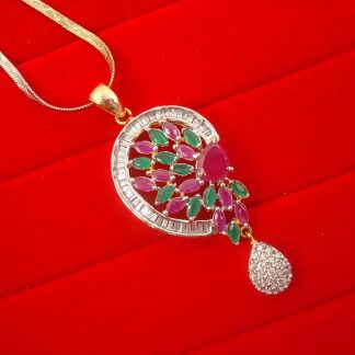 Designer Daily Wear Pink Green Pendant Gift For Sister SP17P