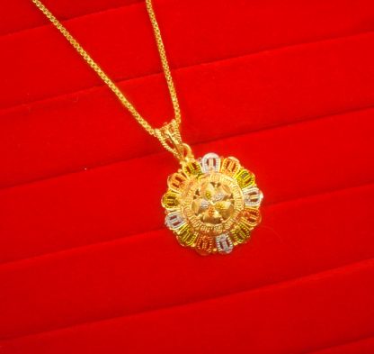 Designer Golden Flower South Indian Style Pendant Gift For Her GP16