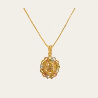 Designer Golden Flower South Indian Style Pendant Gift For Her GP16