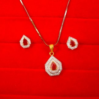 Designer Office Wear Ruby Pendant Earring Gift For Diwali SP20