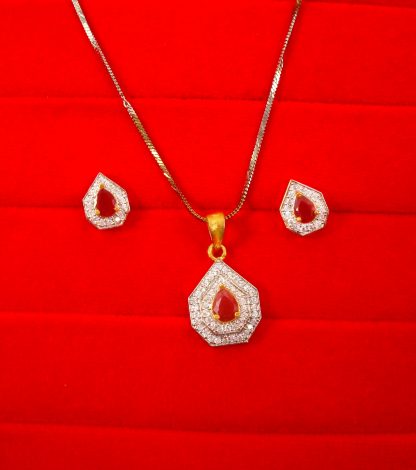 Designer Office Wear Ruby Pendant Earring Gift For Diwali SP20