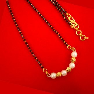 Imitation Jewelry Designer Daily Wear Pearl Golden Mangalsutra For Newly Brides DM34