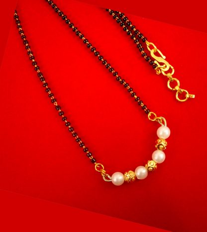 Imitation Jewelry Designer Daily Wear Pearl Golden Mangalsutra For Newly Brides DM34