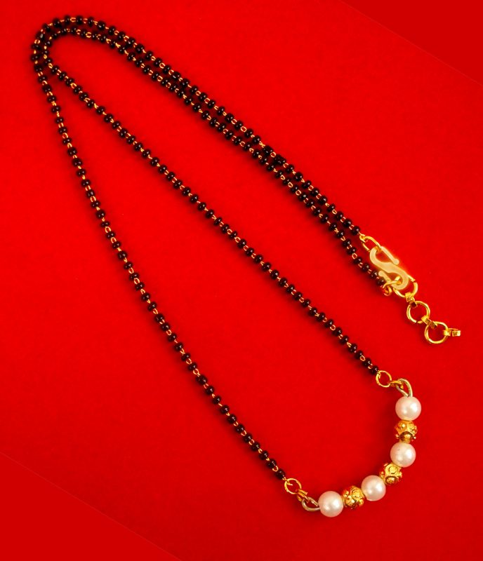 Imitation Jewelry Designer Daily Wear Pearl Golden Mangalsutra For Newly Brides DM34