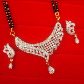 Latest Newly Wed Bride Zircon Mangalsutra Earring Set Karwa Chauth Gift For Wife DM44