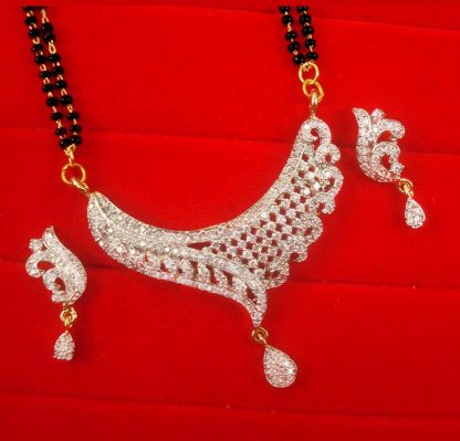 Latest Newly Wed Bride Zircon Mangalsutra Earring Set Karwa Chauth Gift For Wife DM44