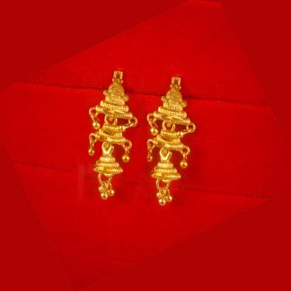 Latest Trending Traditional Golden Small Eariing With Hanging Jhumka Gift For Mother FE34