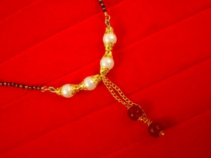 Newly Brides Daily Wear Mangalsutra Maroon Hanging Bead With Gift For Karwa Chauth DM36