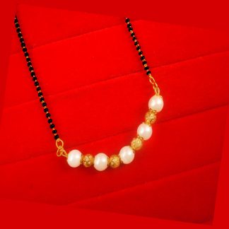 Bollywood Style Daily Wear Pearl Mangalsutra With Golden Balls Classy DIwali Gift For Wife DM40