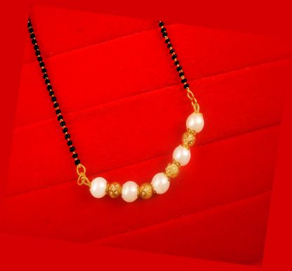 Bollywood Style Daily Wear Pearl Mangalsutra With Golden Balls Classy DIwali Gift For Wife DM40