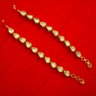 Bollywood Style Royal Touch Leaf Shape Premium Leaf Kundan Shape Kaan Chain Specially For Bridals DR28