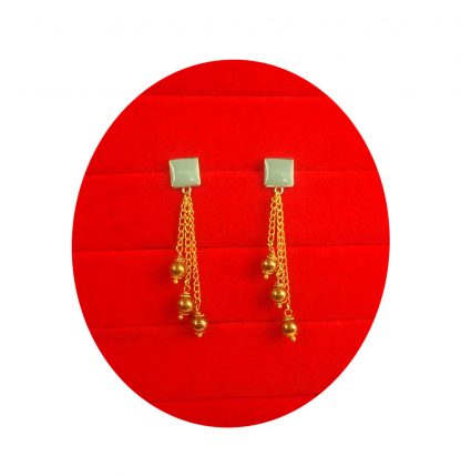 Classy College Wear Grey Shade Earring With Golden Hanging Balls Christmas Gift For Her FE76