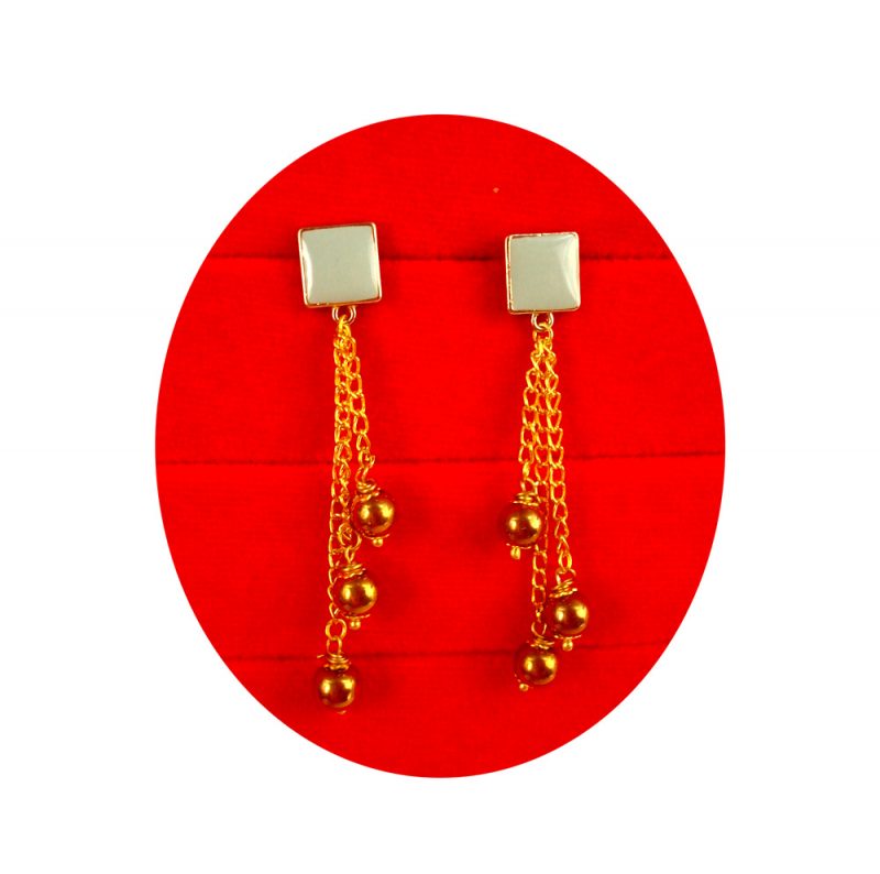 Classy College Wear Grey Shade Earring With Golden Hanging Balls Christmas Gift For Her FE76