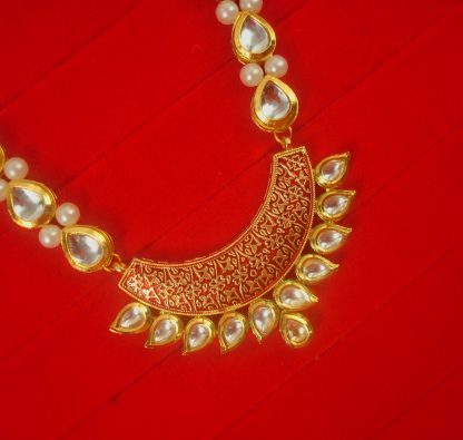 Ethnic Indian Look Traditional Wear Premium Kundan Red Pendant Earring Set Christmas Gift For Wife NH68