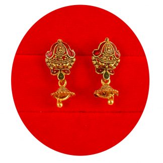 Imitation Jewelry Daily Wear Tiny Maroon Green Golden Jhumki Earring gift for Christmas TE20