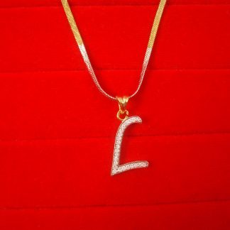 L- Alphabet, Daphne Zircon Pendant for Men or Women, Casual Wear Gift For Christmas