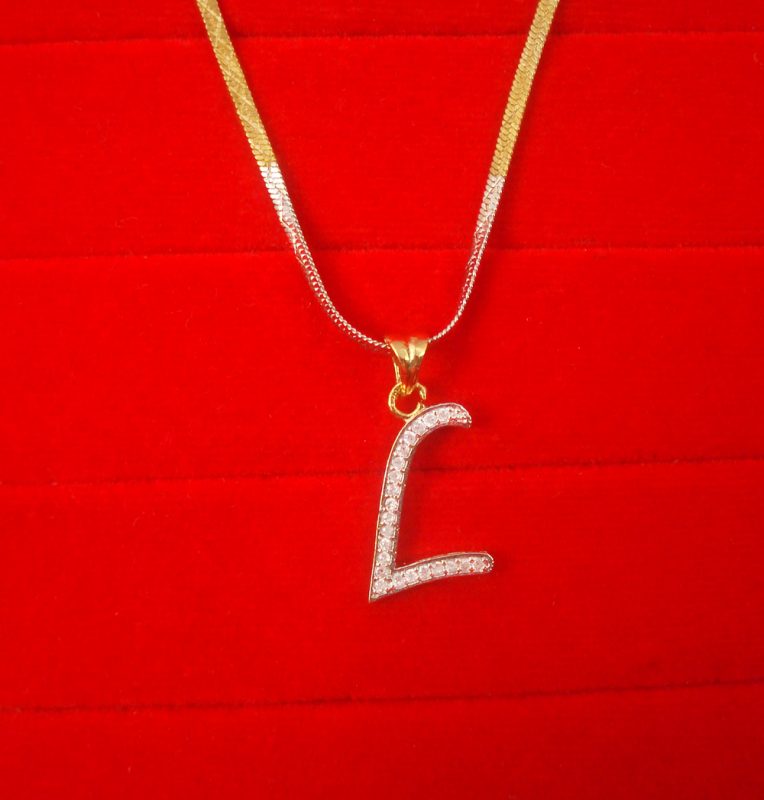 L- Alphabet, Daphne Zircon Pendant for Men or Women, Casual Wear Gift For Christmas