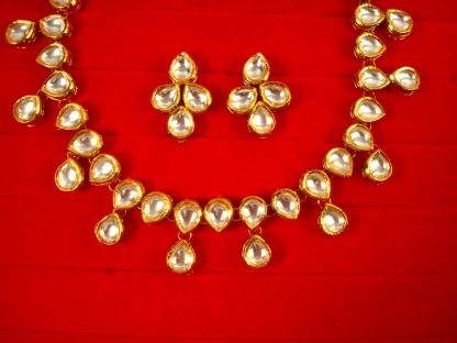 Royal Touch Indian Imitation Jewelry Designer Leaf Premium Kundan Earring Set Christmas Gift For Wife NH67