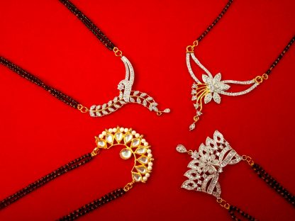 Super Money Saver Artificial Jewelry Women's Pride Combo of Four Zircon Mangalsutra CM11