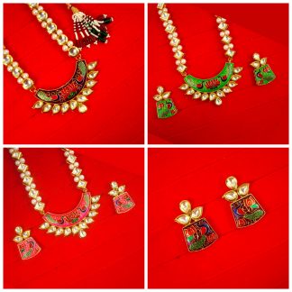 Traditional Royal Look Kundan Pearl Chain NEcklace With Peacock Pendant Diwali Gift For Wife,NH62