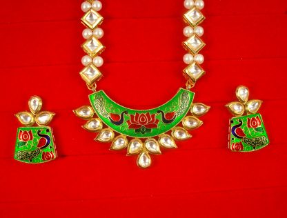 Traditonal Royal Look Kundan PPearl Chsain NEcklace With Peacock Pendant Diwali Gift For Wife,NH62G