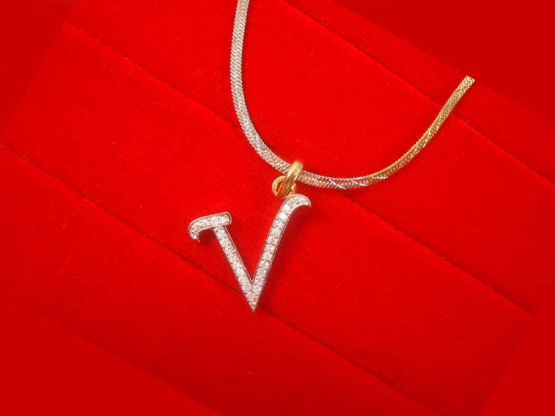 V- Alphabet, Daphne Zircon Pendant for Men or Women, Casual Wear Gift For Christmas