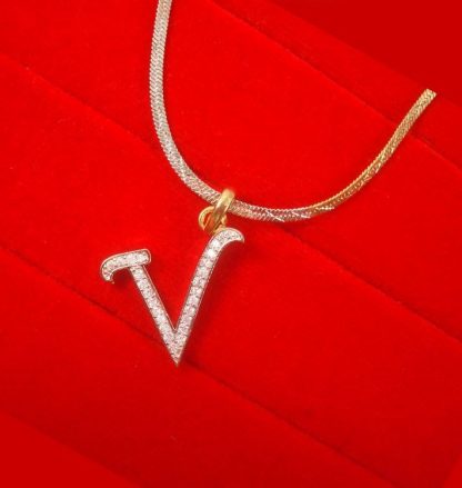 V- Alphabet, Daphne Zircon Pendant for Men or Women, Casual Wear Gift For Christmas