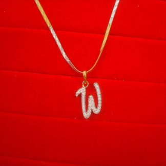 W- Alphabet, Daphne Zircon Pendant for Men or Women, Casual Wear Gift For Diwali