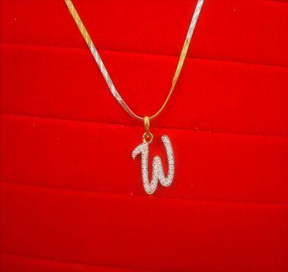 W- Alphabet, Daphne Zircon Pendant for Men or Women, Casual Wear Gift For Diwali