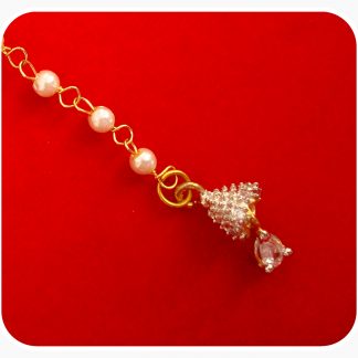 Imitation Jewelry Wedding Wear Royal Touch Golden Zircon Small Maang Tikka Christmas Celebration ZMG43