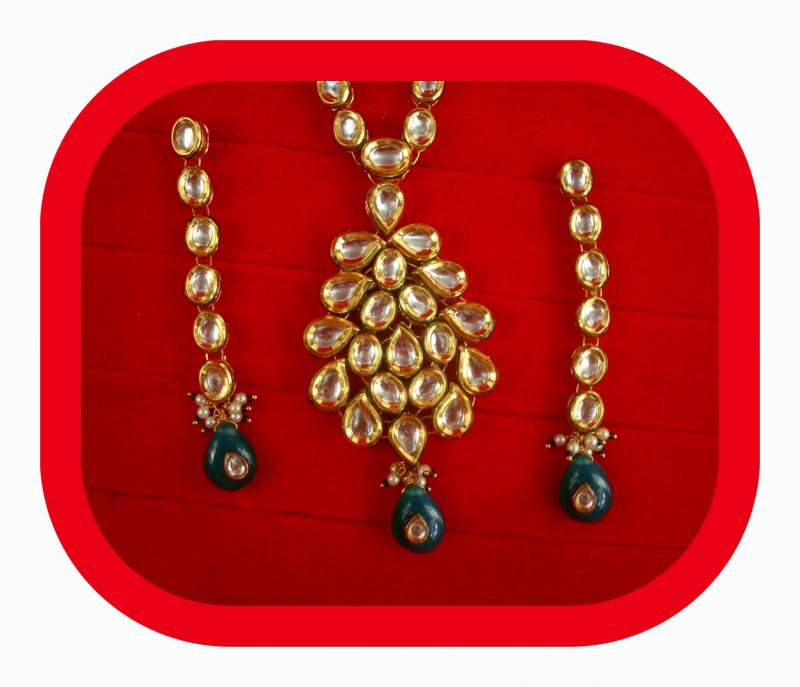 Imitation Jewelry Charming Wedding Wear Premium Kundan Pendant Earring Set PP15