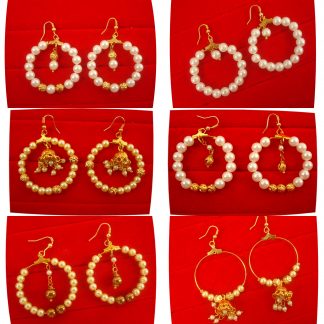 Imitation Jewelry Classy Round Different Type Of White Creamy Pearl Hoop Earrings Christmas Gift For Her