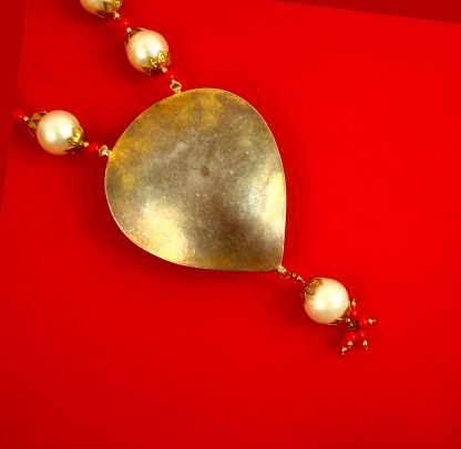 Imitation Jewelry Classy Touch Creamy Big Pearl Pendant With Small Red Bead Christmas Gift For Wife Back View NH87