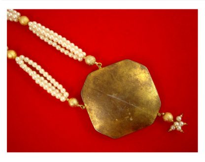   Imitation Jewelry Classy Touch Creamy Big Pearl Pendant With Small Red Bead Christmas Gift For Wife Back View NH88